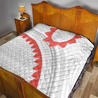 Tonga White Sunday Quilt Heilala Flowers Tongan Ngatu Pattern LT14 - Polynesian Pride