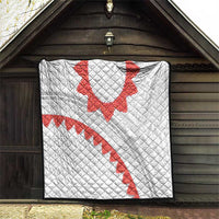 Tonga White Sunday Quilt Heilala Flowers Tongan Ngatu Pattern LT14 - Polynesian Pride