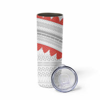 Tonga White Sunday Skinny Tumbler Heilala Flowers Tongan Ngatu Pattern LT14 - Polynesian Pride