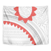 Tonga White Sunday Tapestry Heilala Flowers Tongan Ngatu Pattern LT14 - Polynesian Pride