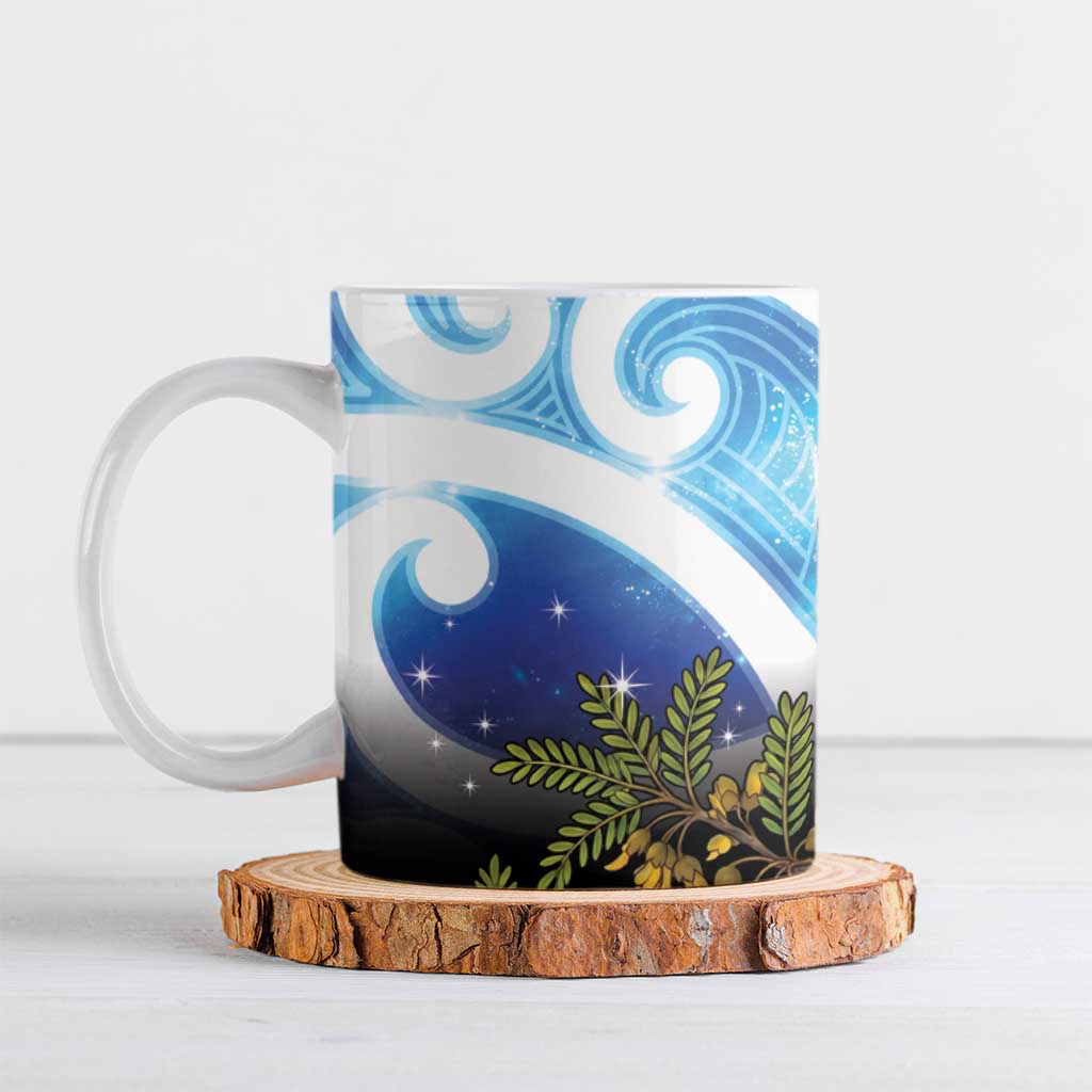 Kekeru New Zealand Matariki Ceramic Mug Kukupa Kowhai Maori New Year Blue Version LT14 Blue - Polynesian Pride
