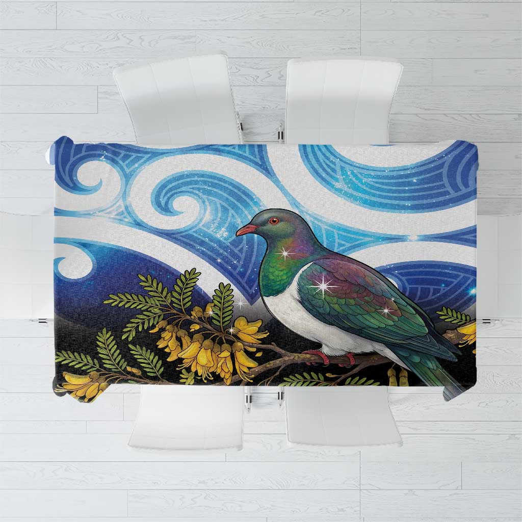 Kekeru New Zealand Matariki Tablecloth Kukupa Kowhai Maori New Year Blue Version LT14 Blue - Polynesian Pride