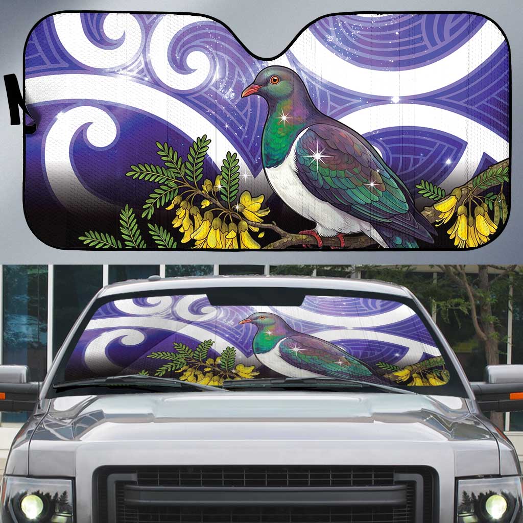 Kekeru New Zealand Matariki Auto Sun Shade Kukupa Kowhai Maori New Year Purple Version LT14 Purple - Polynesian Pride