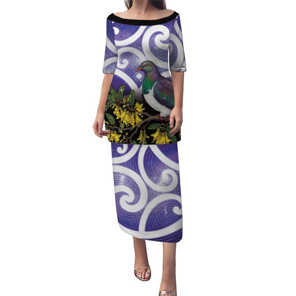Kekeru New Zealand Matariki Puletasi Kukupa Kowhai Maori New Year Purple Version LT14 Long Dress Purple - Polynesian Pride