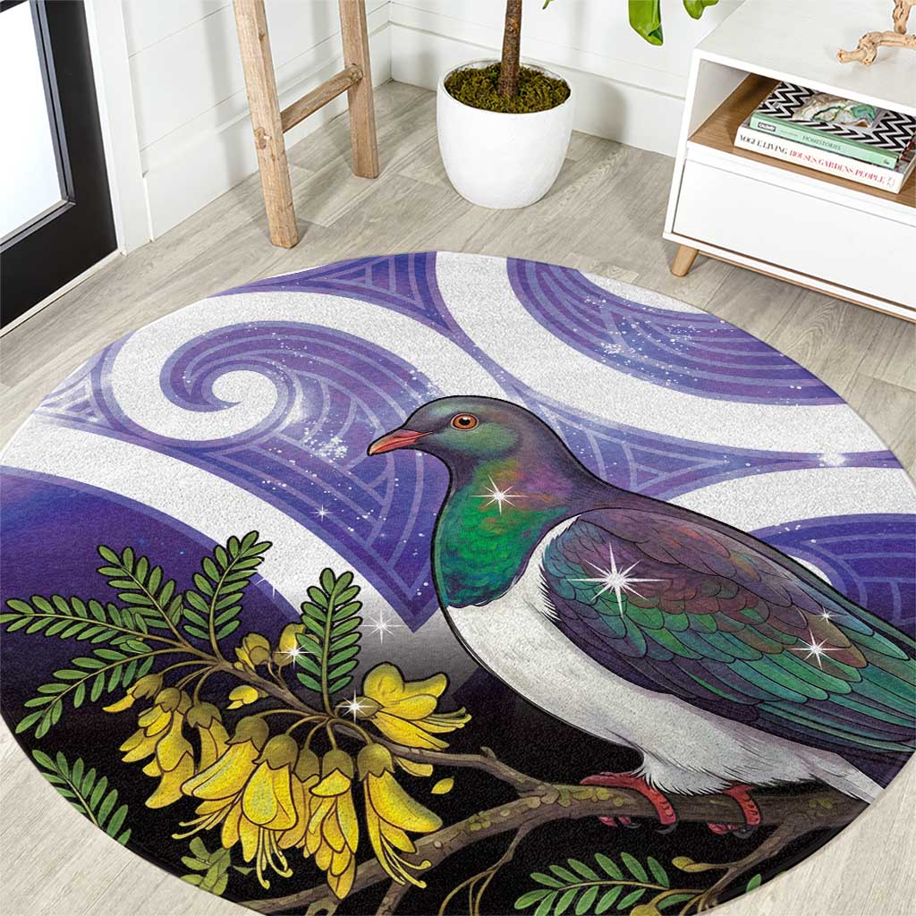 Kekeru New Zealand Matariki Round Carpet Kukupa Kowhai Maori New Year Purple Version LT14 Purple - Polynesian Pride