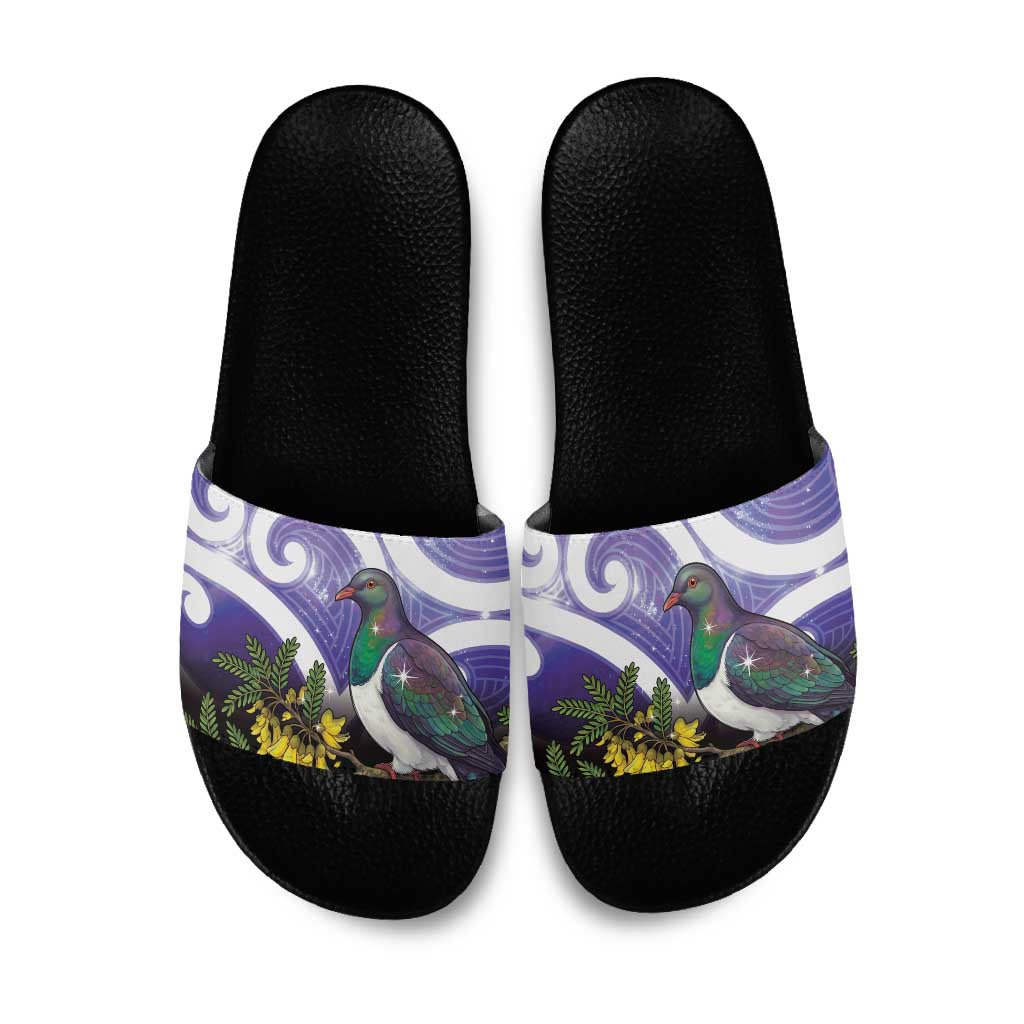 Kekeru New Zealand Matariki Slide Sandals Kukupa Kowhai Maori New Year Purple Version LT14 Purple - Polynesian Pride