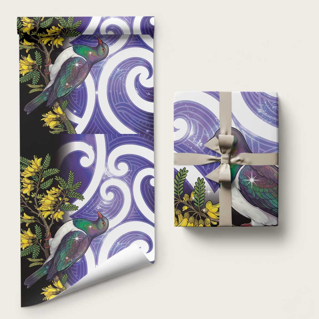 Kekeru New Zealand Matariki Wrapping Paper Kukupa Kowhai Maori New Year Purple Version LT14 58" × 23" Purple - Polynesian Pride