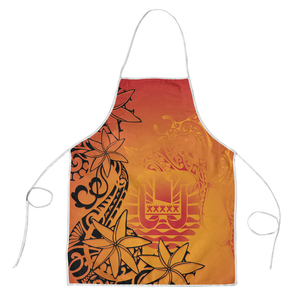 French Polynesia Manta Ray Tattoo Apron Tahiti Hahalua Tiare Maori Gradient Style LT14 Orange - Polynesian Pride