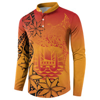 French Polynesia Manta Ray Tattoo Button Sweatshirt Tahiti Hahalua Tiare Maori Gradient Style LT14 - Polynesian Pride