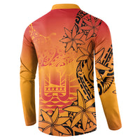 French Polynesia Manta Ray Tattoo Button Sweatshirt Tahiti Hahalua Tiare Maori Gradient Style LT14 - Polynesian Pride