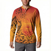 French Polynesia Manta Ray Tattoo Button Sweatshirt Tahiti Hahalua Tiare Maori Gradient Style LT14 - Polynesian Pride