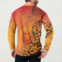 French Polynesia Manta Ray Tattoo Button Sweatshirt Tahiti Hahalua Tiare Maori Gradient Style LT14 - Polynesian Pride