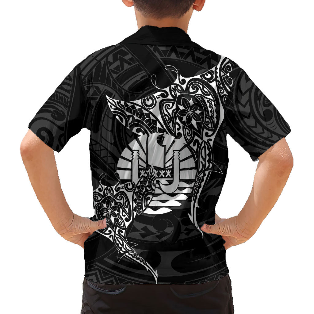 French Polynesia Manta Ray Tattoo Hawaiian Shirt Tahiti Hahalua Turtle Shark Black Color LT14 - Polynesian Pride