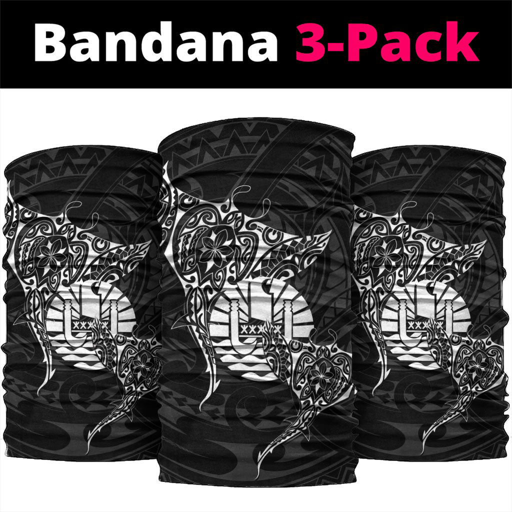 French Polynesia Manta Ray Tattoo Neck Gaiter Tahiti Hahalua Turtle Shark Black Color LT14 package One Size: 25*50cm Black - Polynesian Pride