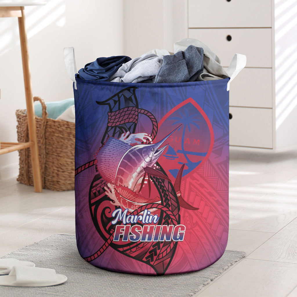Guam Blue Marlin Fishing Laundry Basket Guahan Fish Hook Tattoo LT14 Blue - Polynesian Pride
