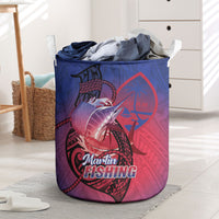 Guam Blue Marlin Fishing Laundry Basket Guahan Fish Hook Tattoo LT14 Blue - Polynesian Pride