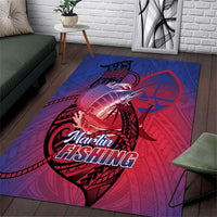 Guam Blue Marlin Fishing Area Rug Guahan Fish Hook Tattoo LT14 Blue - Polynesian Pride