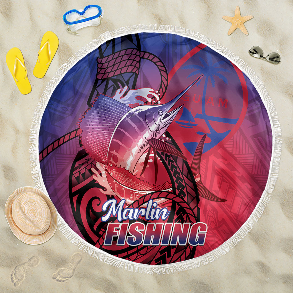 Guam Blue Marlin Fishing Beach Blanket Guahan Fish Hook Tattoo LT14 One Size 150cm Blue - Polynesian Pride