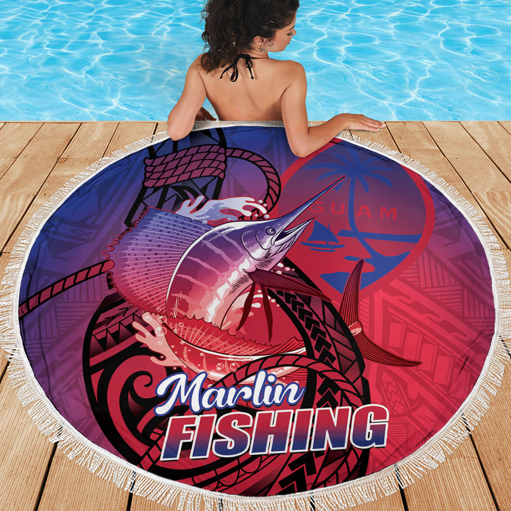 Guam Blue Marlin Fishing Beach Blanket Guahan Fish Hook Tattoo LT14 - Polynesian Pride