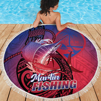 Guam Blue Marlin Fishing Beach Blanket Guahan Fish Hook Tattoo LT14 - Polynesian Pride