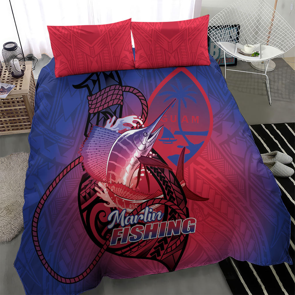 Guam Blue Marlin Fishing Bedding Set Guahan Fish Hook Tattoo LT14 - Polynesian Pride