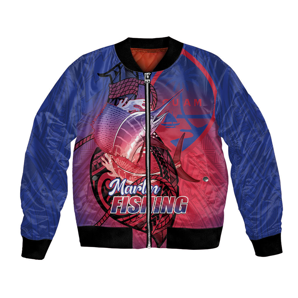Guam Blue Marlin Fishing Bomber Jacket Guahan Fish Hook Tattoo LT14 Unisex Blue - Polynesian Pride