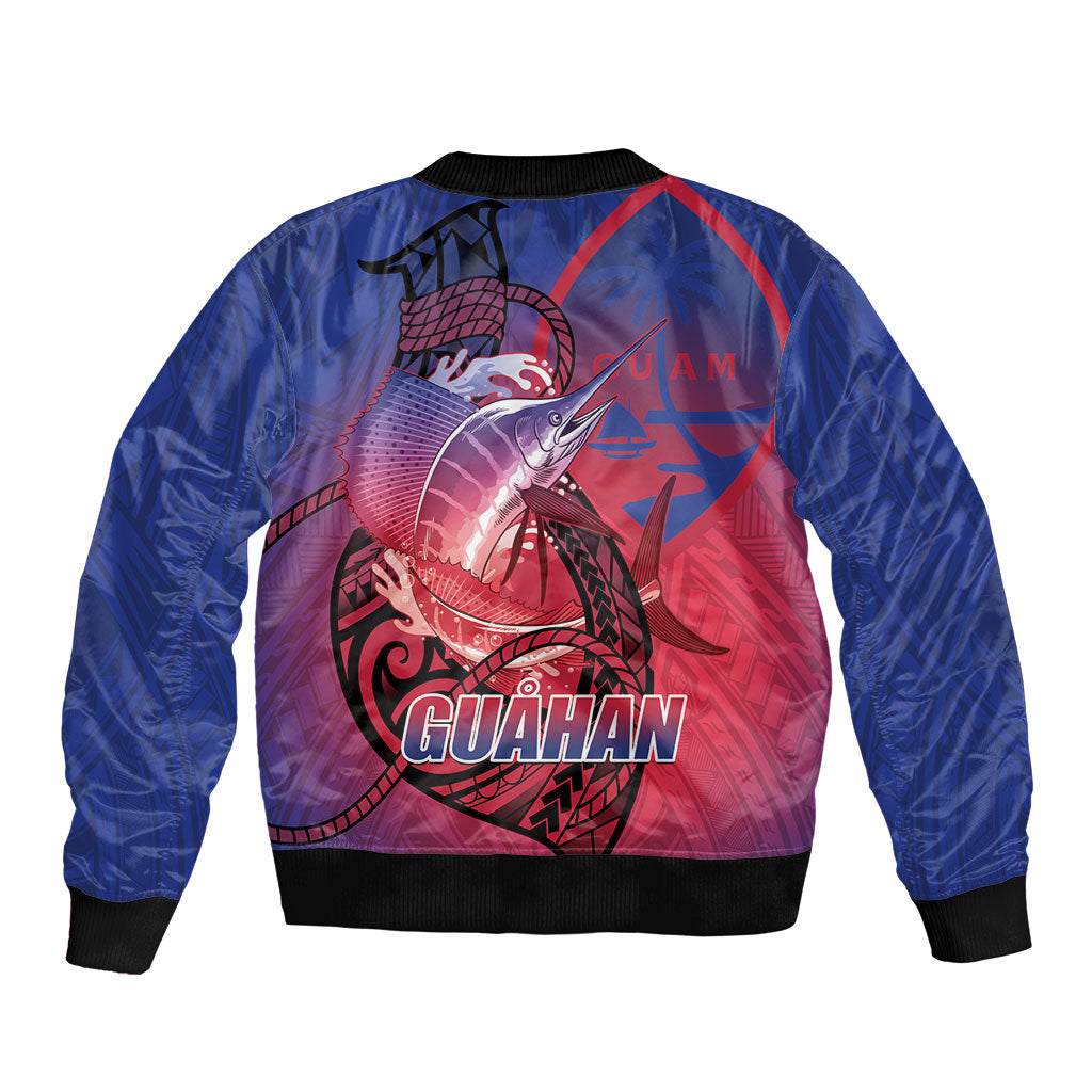 Guam Blue Marlin Fishing Bomber Jacket Guahan Fish Hook Tattoo LT14 - Polynesian Pride