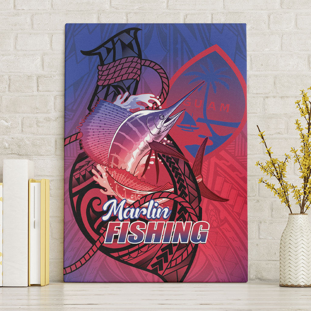 Guam Blue Marlin Fishing Canvas Wall Art Guahan Fish Hook Tattoo LT14 Without Frame Blue - Polynesian Pride