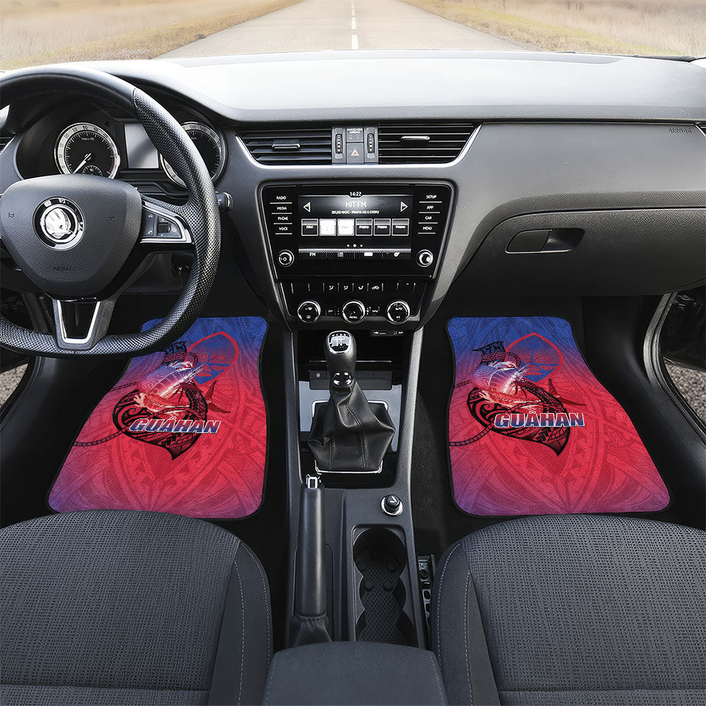 Guam Blue Marlin Fishing Car Mats Guahan Fish Hook Tattoo LT14 Set 2pcs - Front Blue - Polynesian Pride