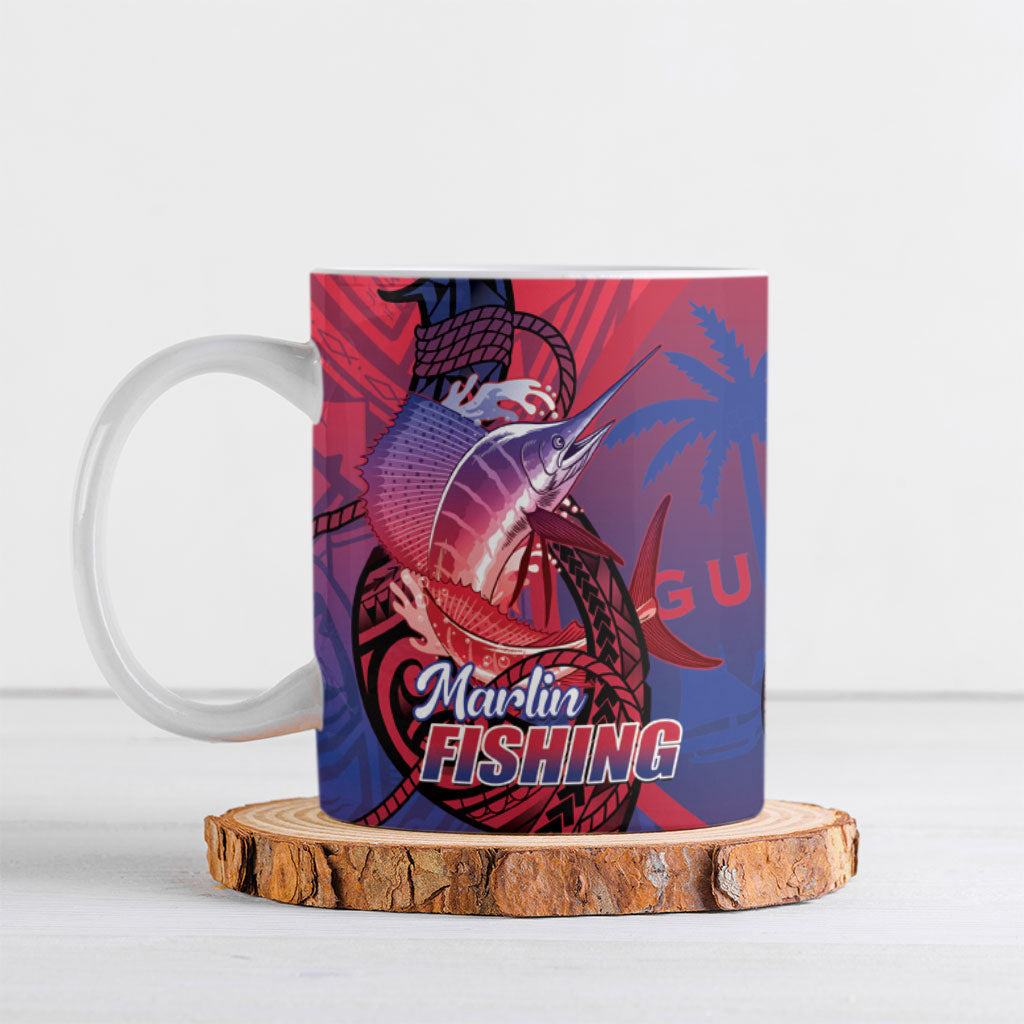Guam Blue Marlin Fishing Ceramic Mug Guahan Fish Hook Tattoo LT14 Blue - Polynesian Pride