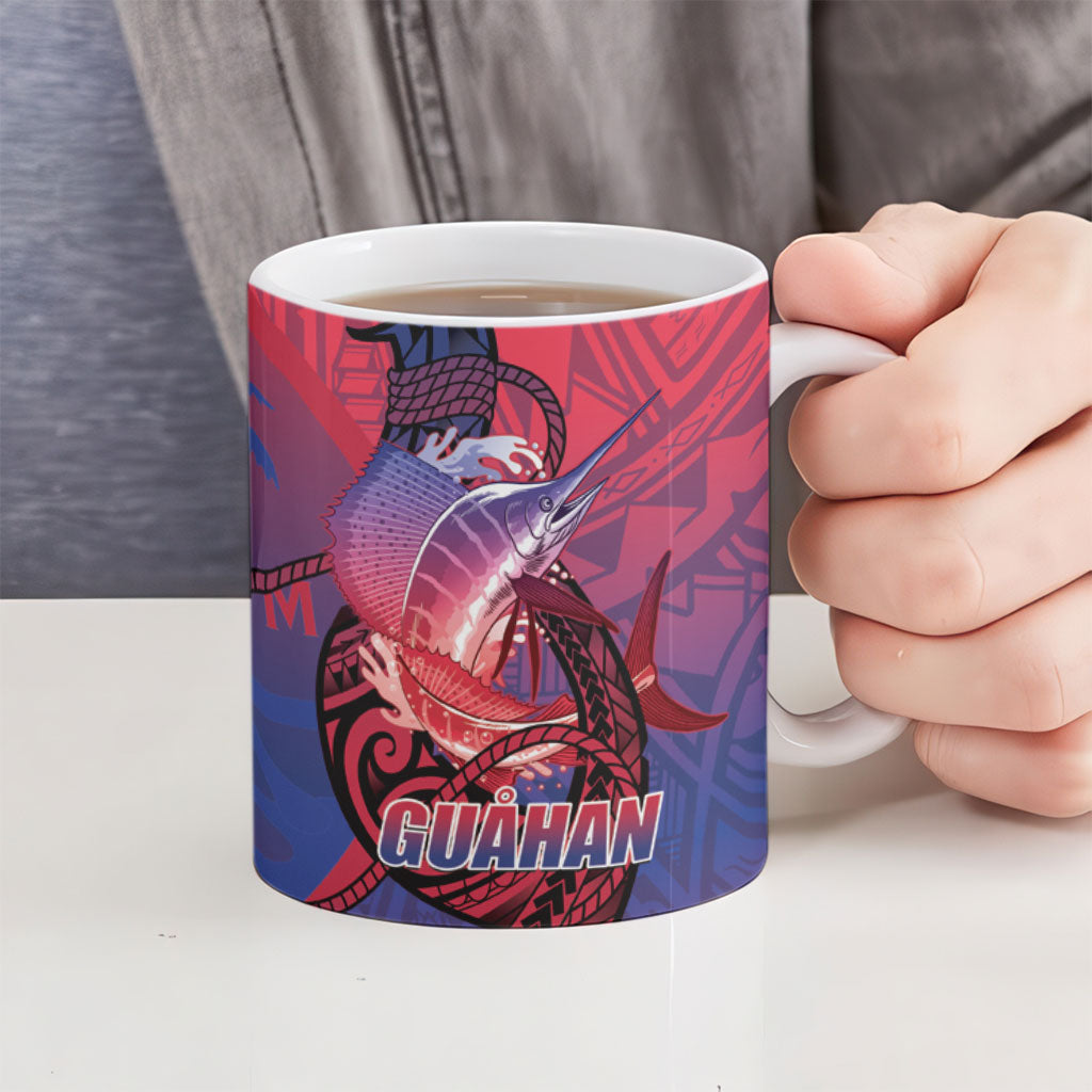 Guam Blue Marlin Fishing Ceramic Mug Guahan Fish Hook Tattoo LT14 - Polynesian Pride