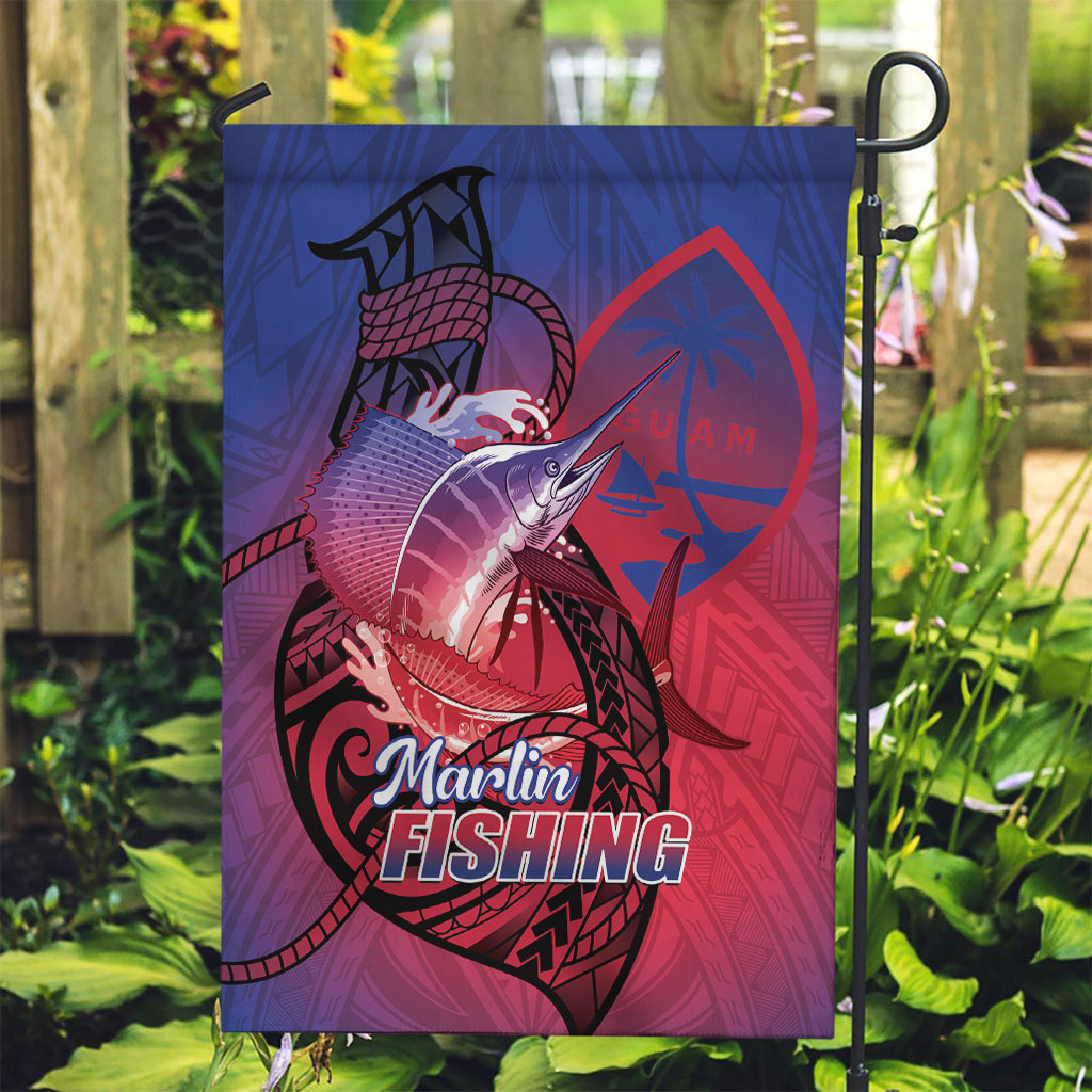 Guam Blue Marlin Fishing Garden Flag Guahan Fish Hook Tattoo LT14 Garden Flag Blue - Polynesian Pride