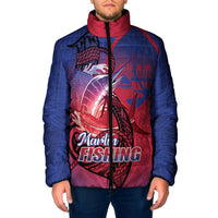 Guam Blue Marlin Fishing Padded Jacket Guahan Fish Hook Tattoo LT14 Men Blue - Polynesian Pride