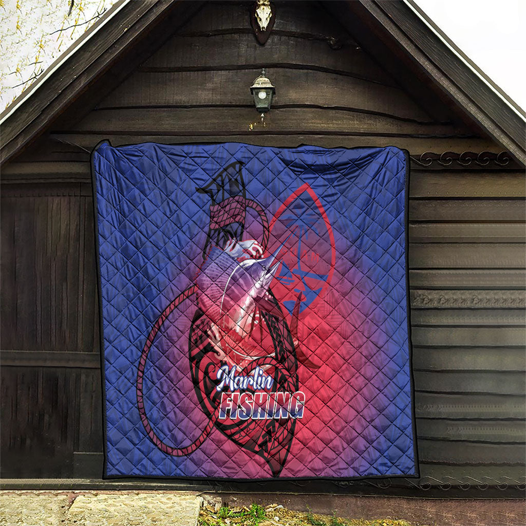 Guam Blue Marlin Fishing Quilt Guahan Fish Hook Tattoo LT14 - Polynesian Pride