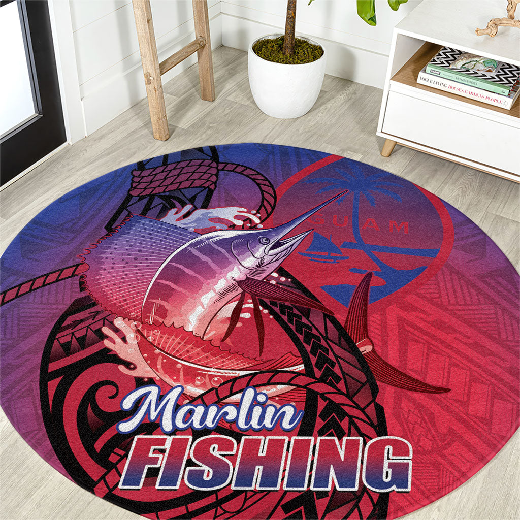 Guam Blue Marlin Fishing Round Carpet Guahan Fish Hook Tattoo LT14 Blue - Polynesian Pride