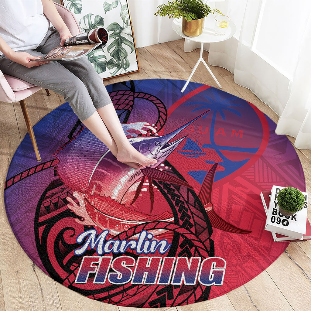 Guam Blue Marlin Fishing Round Carpet Guahan Fish Hook Tattoo LT14 - Polynesian Pride