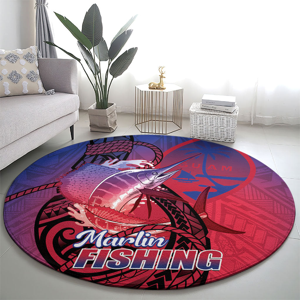 Guam Blue Marlin Fishing Round Carpet Guahan Fish Hook Tattoo LT14 - Polynesian Pride