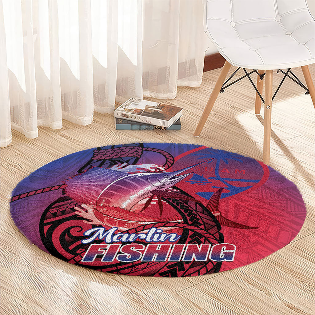Guam Blue Marlin Fishing Round Carpet Guahan Fish Hook Tattoo LT14 - Polynesian Pride