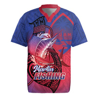 Guam Blue Marlin Fishing Rugby Jersey Guahan Fish Hook Tattoo LT14 Blue - Polynesian Pride