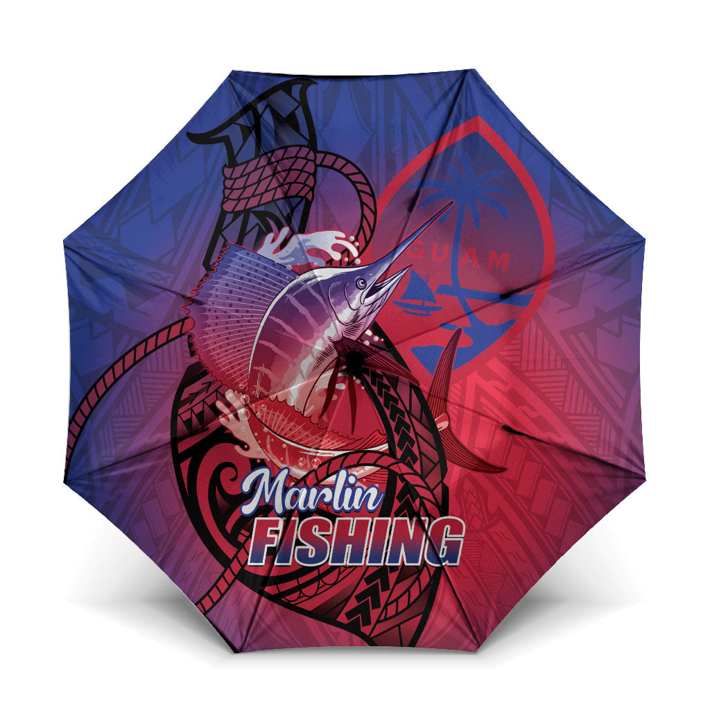 Guam Blue Marlin Fishing Umbrella Guahan Fish Hook Tattoo LT14 One Size Folded 11.42 inch Opened Diameter 37.4 inch Blue - Polynesian Pride