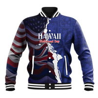 Personalized Hawaii Statehood Day Baseball Jacket 66th Anniversary LT14 Unisex Blue - Polynesian Pride