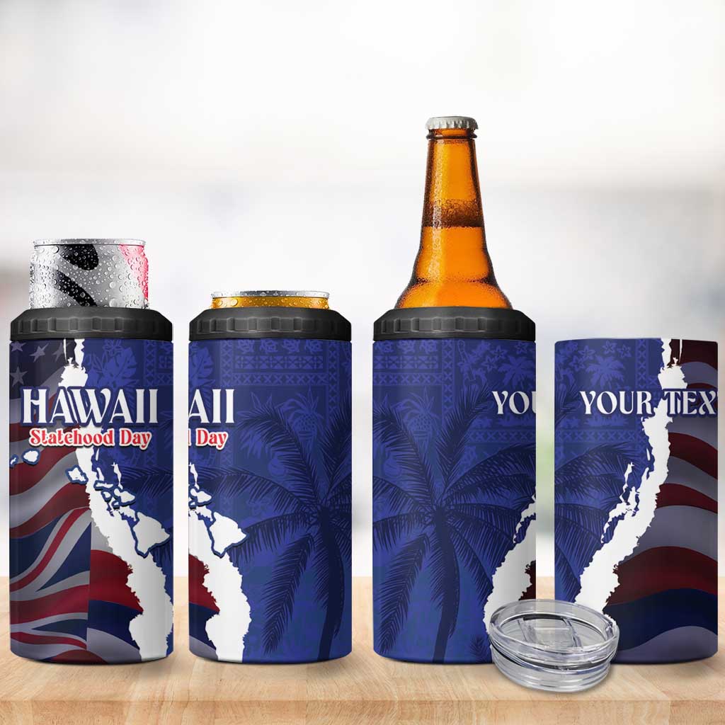 Personalized Hawaii Statehood Day 4 in 1 Can Cooler Tumbler 66th Anniversary LT14 - Polynesian Pride