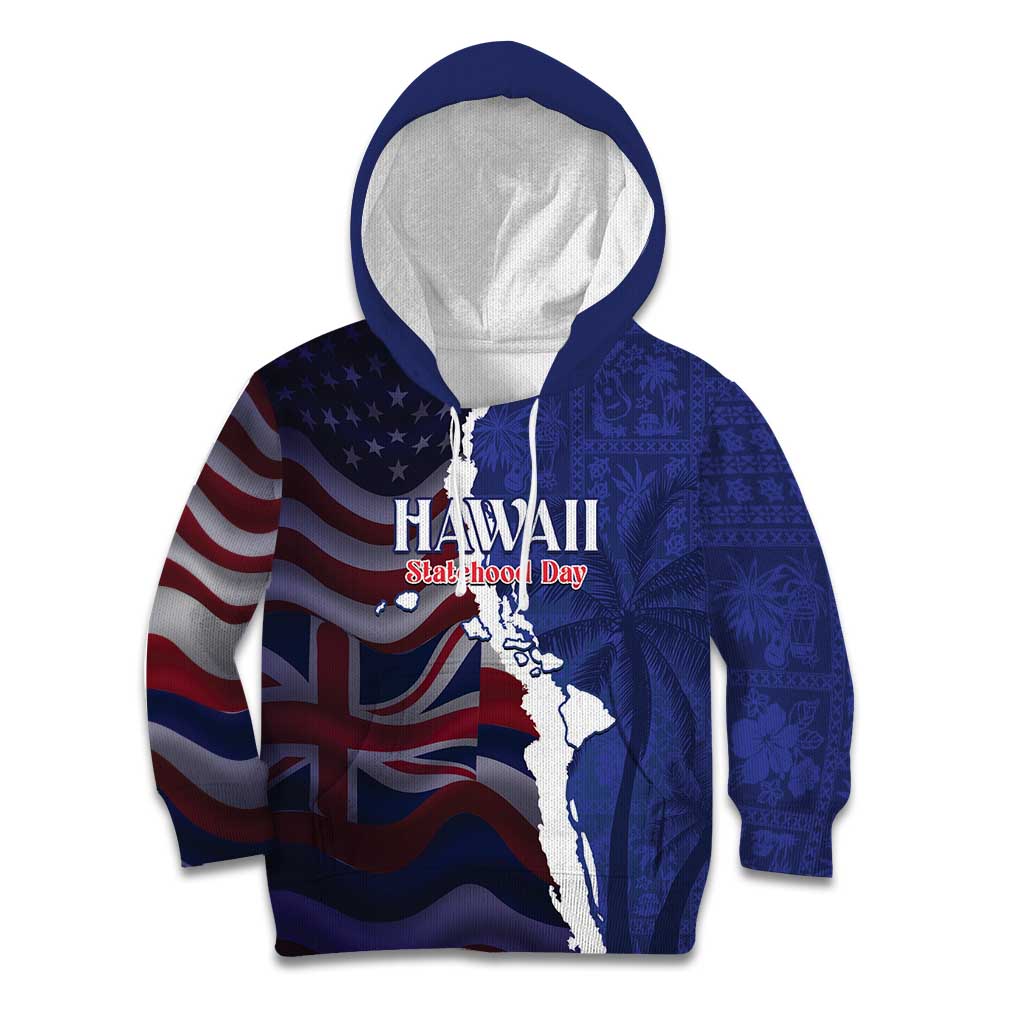 Personalized Hawaii Statehood Day Kid Hoodie 66th Anniversary LT14 Hoodie Blue - Polynesian Pride