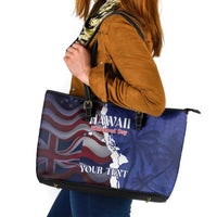 Personalized Hawaii Statehood Day Leather Tote Bag 66th Anniversary LT14 Blue - Polynesian Pride