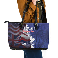 Personalized Hawaii Statehood Day Leather Tote Bag 66th Anniversary LT14 - Polynesian Pride