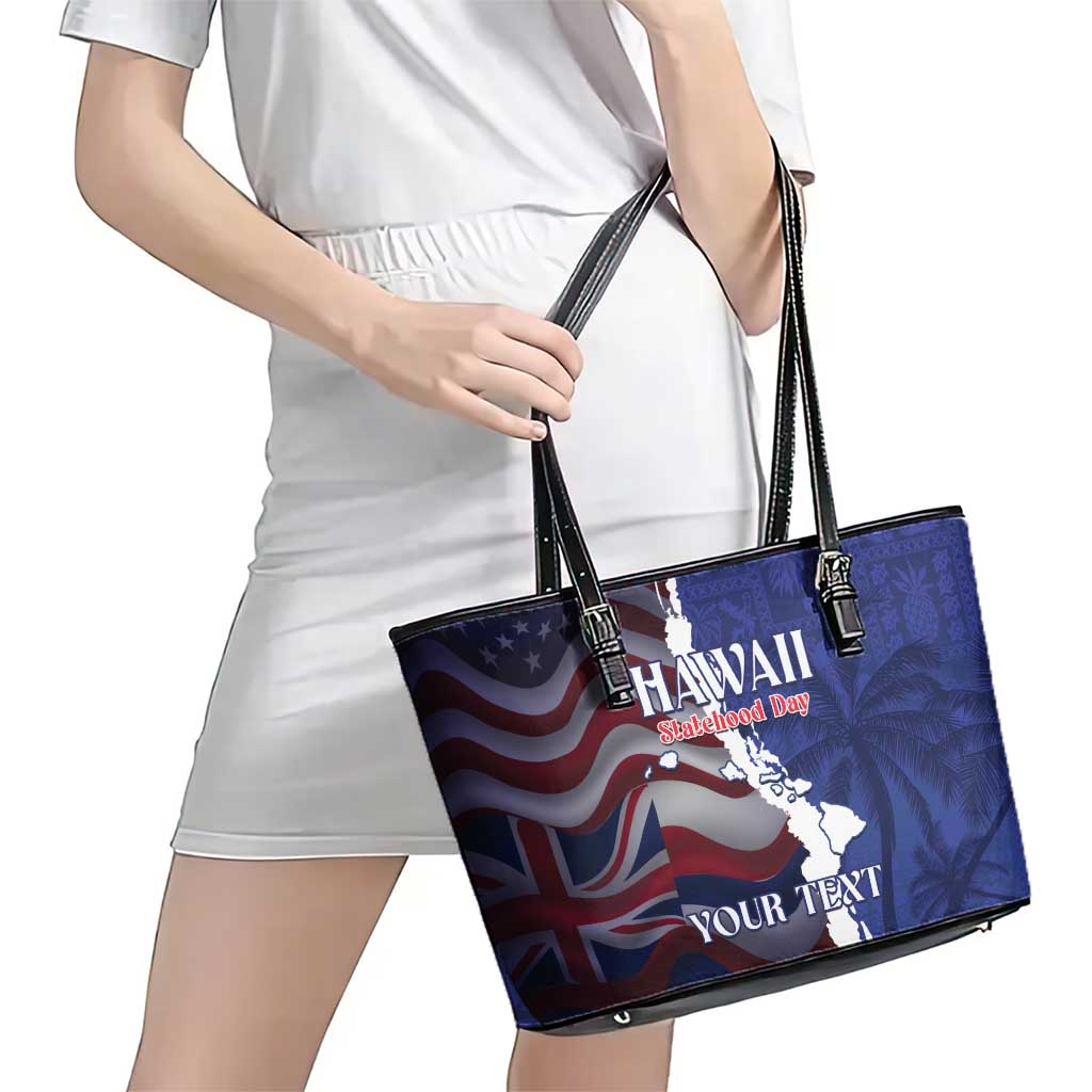 Personalized Hawaii Statehood Day Leather Tote Bag 66th Anniversary LT14 - Polynesian Pride