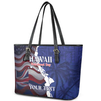 Personalized Hawaii Statehood Day Leather Tote Bag 66th Anniversary LT14 - Polynesian Pride