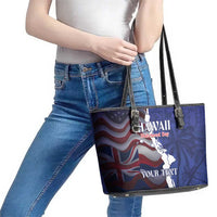 Personalized Hawaii Statehood Day Leather Tote Bag 66th Anniversary LT14 - Polynesian Pride