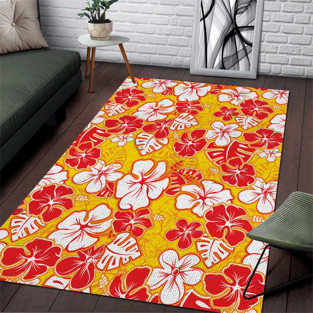 Yellow Hawaii Hibiscus Area Rug Tropical Flowers Seamless Pattern LT14 Yellow - Polynesian Pride