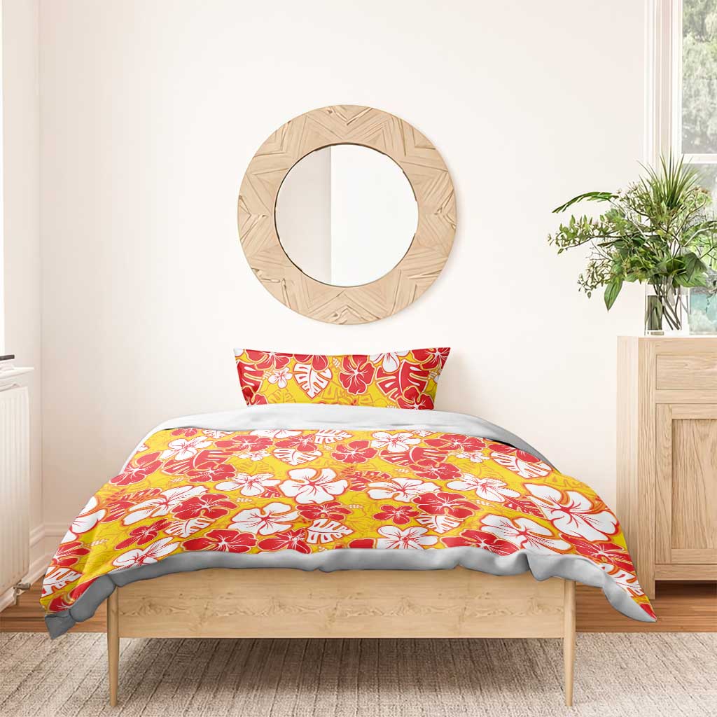 Yellow Hawaii Hibiscus Bedding Set Tropical Flowers Seamless Pattern LT14 - Polynesian Pride